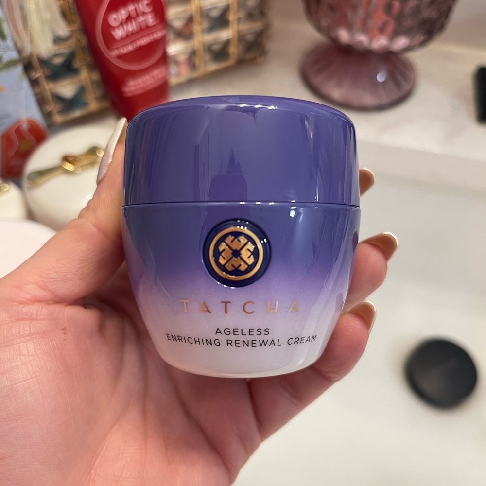 Tatcha Ageless Enriching Renewal Cream - Purple and White